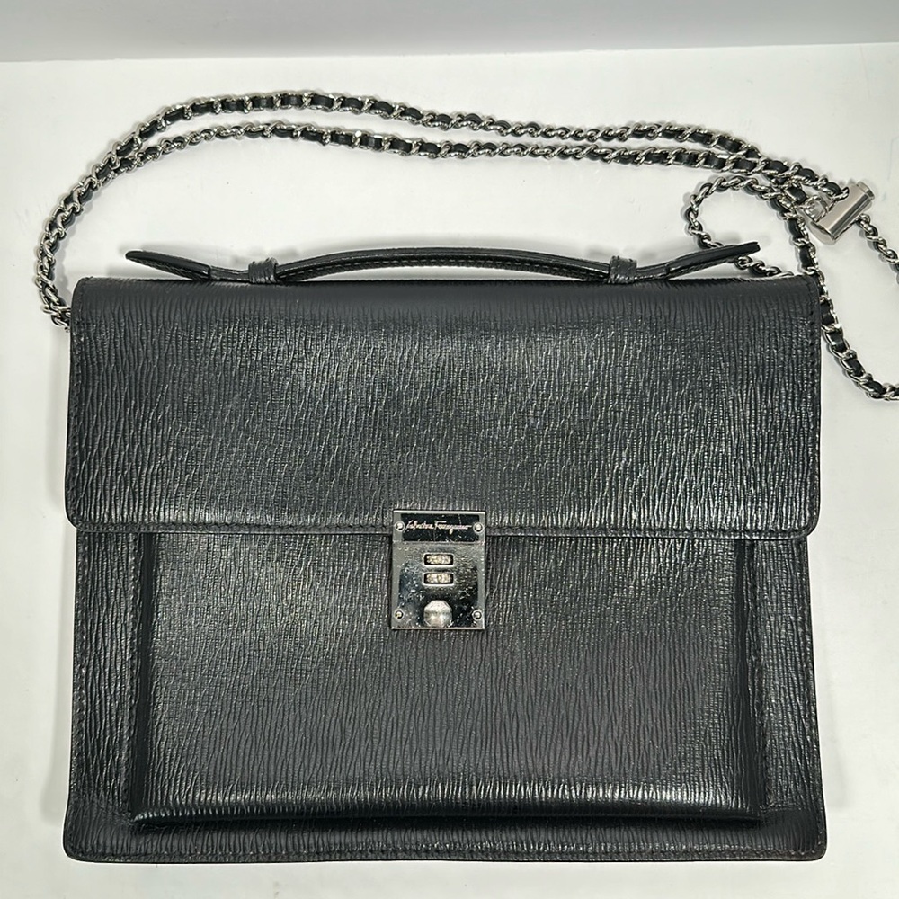 Authenticated Vintage Salvatore Ferragamo Satchel - Black